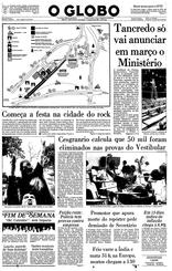 11 de Janeiro de 1985, Primeira Página, página 1