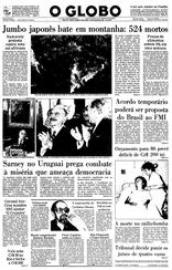 13 de Agosto de 1985, Primeira Página, página 1