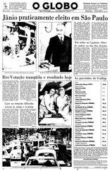 16 de Novembro de 1985, Primeira Página, página 1