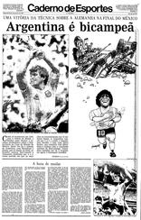 30 de Junho de 1986, Esportes, página 1