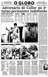 15 de Novembro de 1989, Primeira Página, página 1