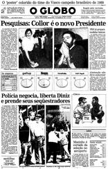 18 de Dezembro de 1989, Primeira Página, página 1