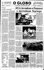 21 de Dezembro de 1989, Primeira Página, página 1