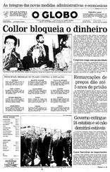 17 de Março de 1990, Primeira Página, página 1
