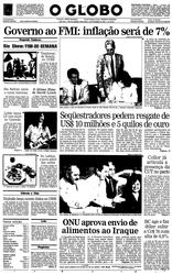 14 de Setembro de 1990, Primeira Página, página 1