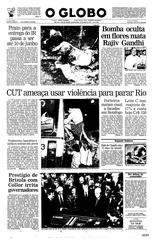 22 de Maio de 1991, Primeira Página, página 1