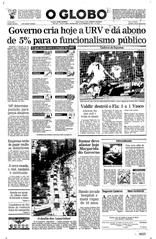 28 de Fevereiro de 1994, Primeira Página, página 1