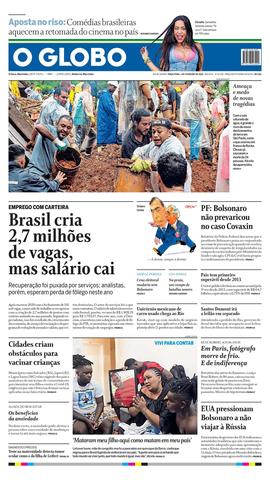 Jornal O Globo on X: Capa da edição desta terça-feira; confira